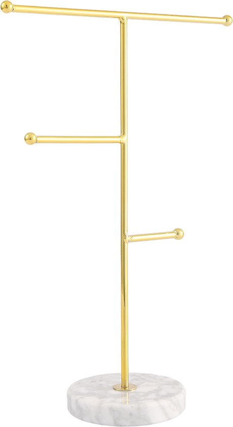 Fliex Oorbellenrekje Standaard Goud - Metaal en hout - Voor 21 paar