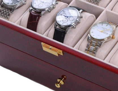 Horloge doos  horloge box rood bruin hout 20 vakken