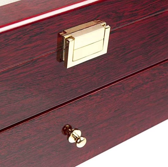 Horloge doos  horloge box rood bruin hout 20 vakken