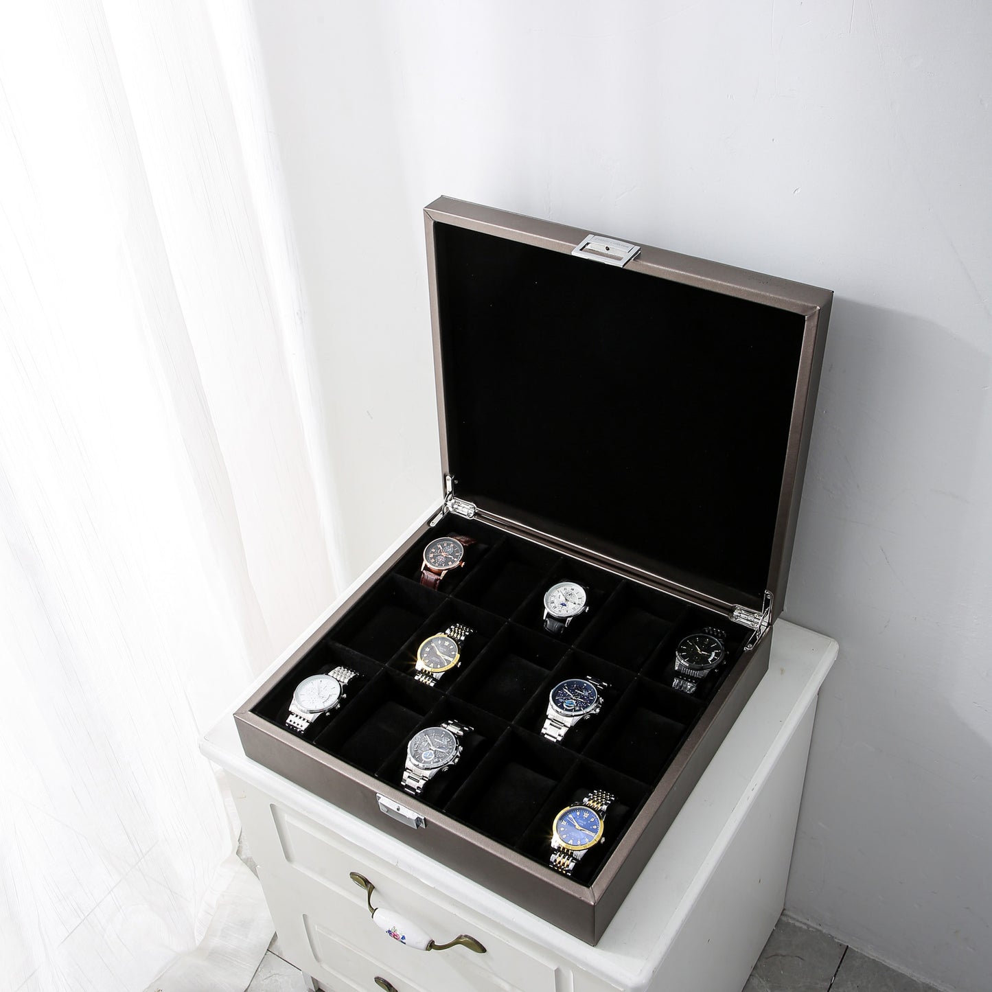 Horlogedoos metallic zilver large