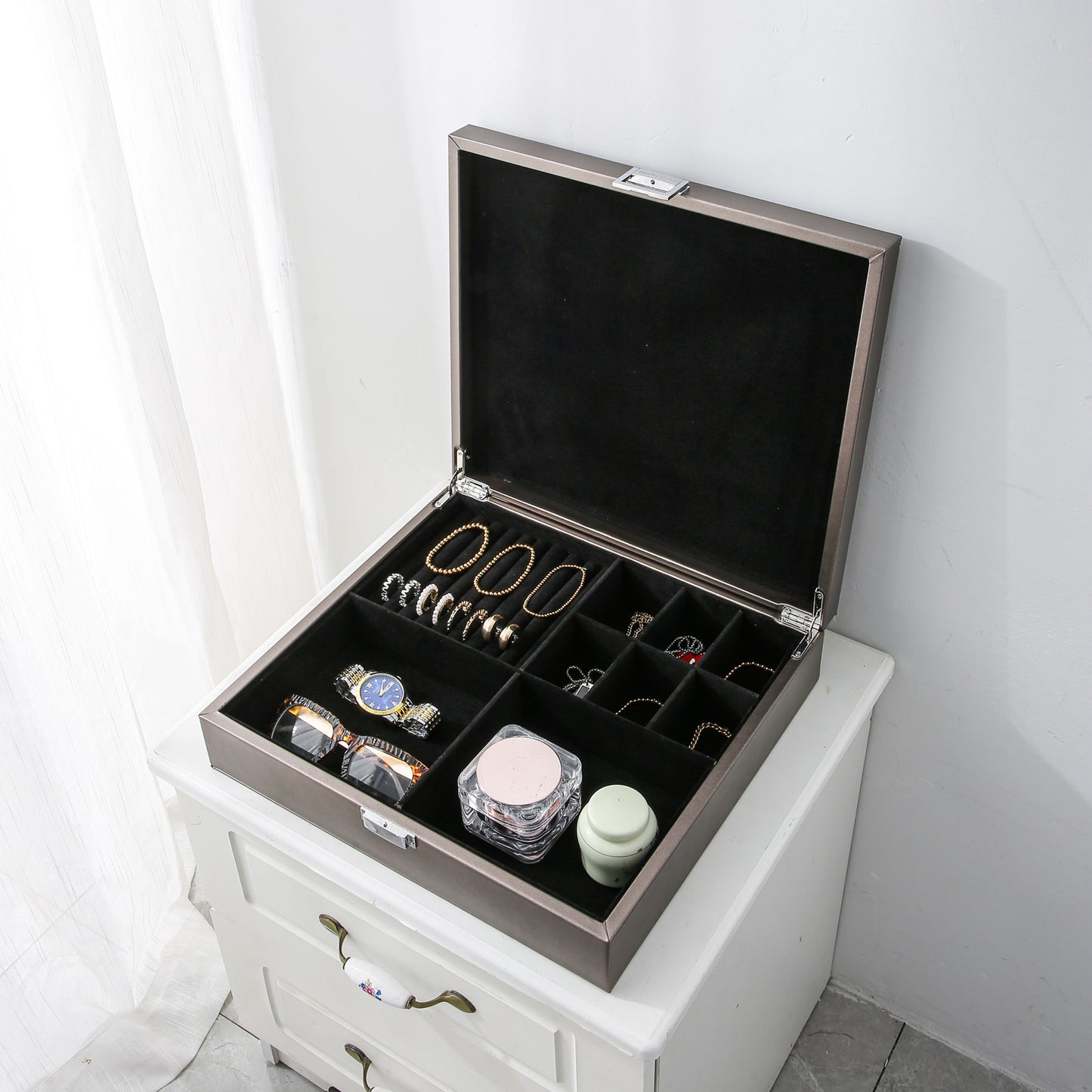 Sieradendoos metallic zilver large