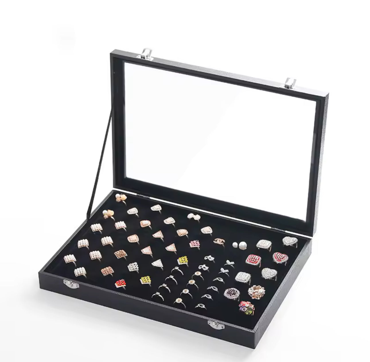 Schwarze Samt-Ringbox