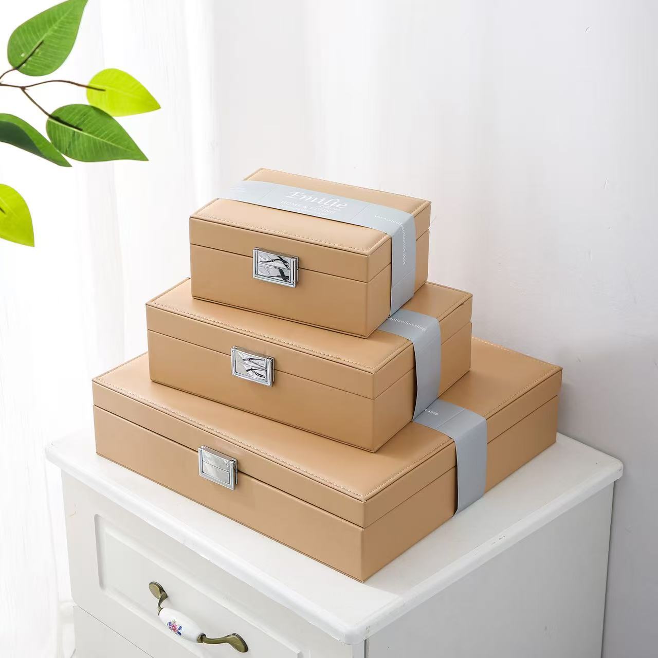 Brillendoos beige large