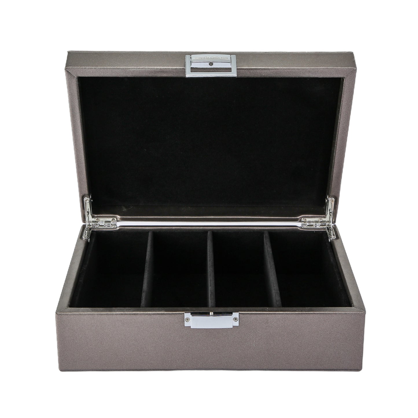 Brillendoos metallic zilver medium