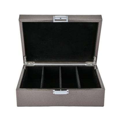 Brillendoos metallic zilver medium