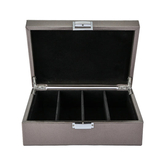 Brillendoos metallic zilver medium